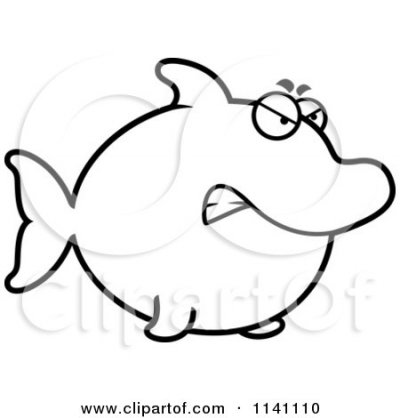  White Angry Dolphin Vector Outlined Coloring Page