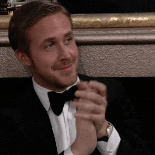 On Gosling Clapping Reaction Gif At An Awards Show
