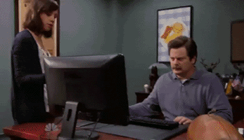 Ron swanson computer throw out parks and rec