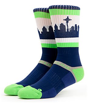 Ideline SeaTown Navy 26 Green Crew Socks   214723