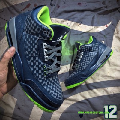 Air jordan iii seattle seahawks mache customs