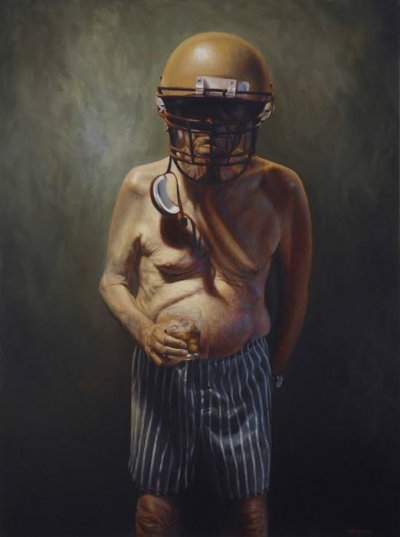 An football player old aged man art funny painting An football player old aged man art funny painting