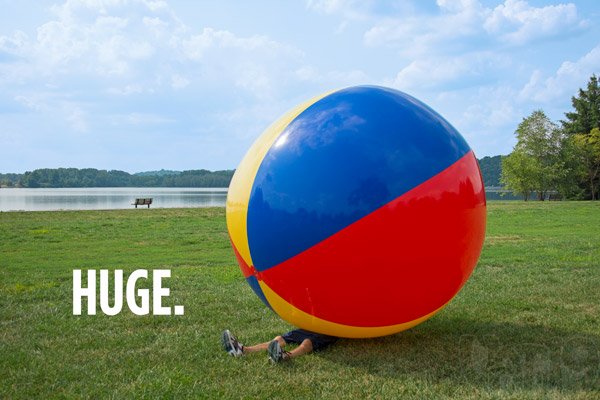 Massive beach ball man