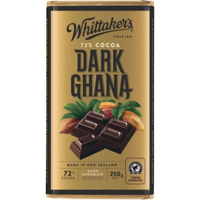 Whittakers Chocolate Block 72 Cocoa Dark Ghana