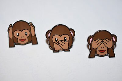 Monkey emoji pin badges see no evil hear
