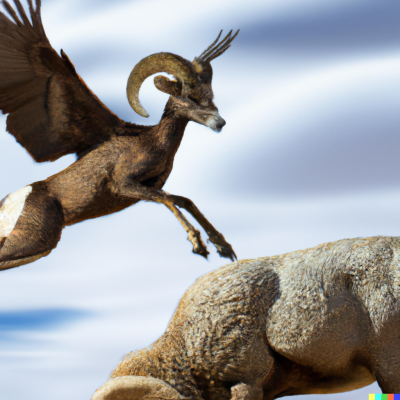 DALLE 2023 11 17 190828   Digital art of hawk attacking  bighorn sheep