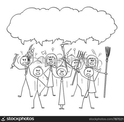 L illustration of angry mob characters with 787021