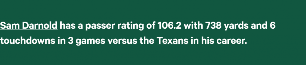 Screenshot 2025 10 14 at 23 21 53 Sam Darnold Vs Texans StatMuse