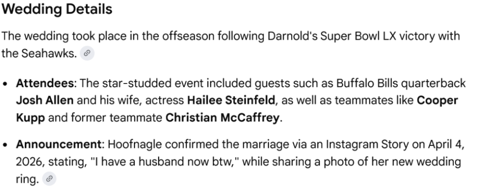 Screenshot 2026 04 05 at 15 31 46 sam darnold married   Google Search