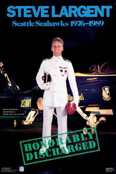 Steve largent honorably discharged seattle seahawks 1989 costacos poster grande