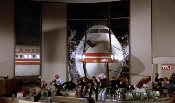 Airplane movie glass crash